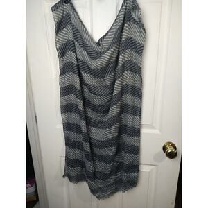 J. Crew Woman OS Wrap Oversized Scarf Grey Blue White